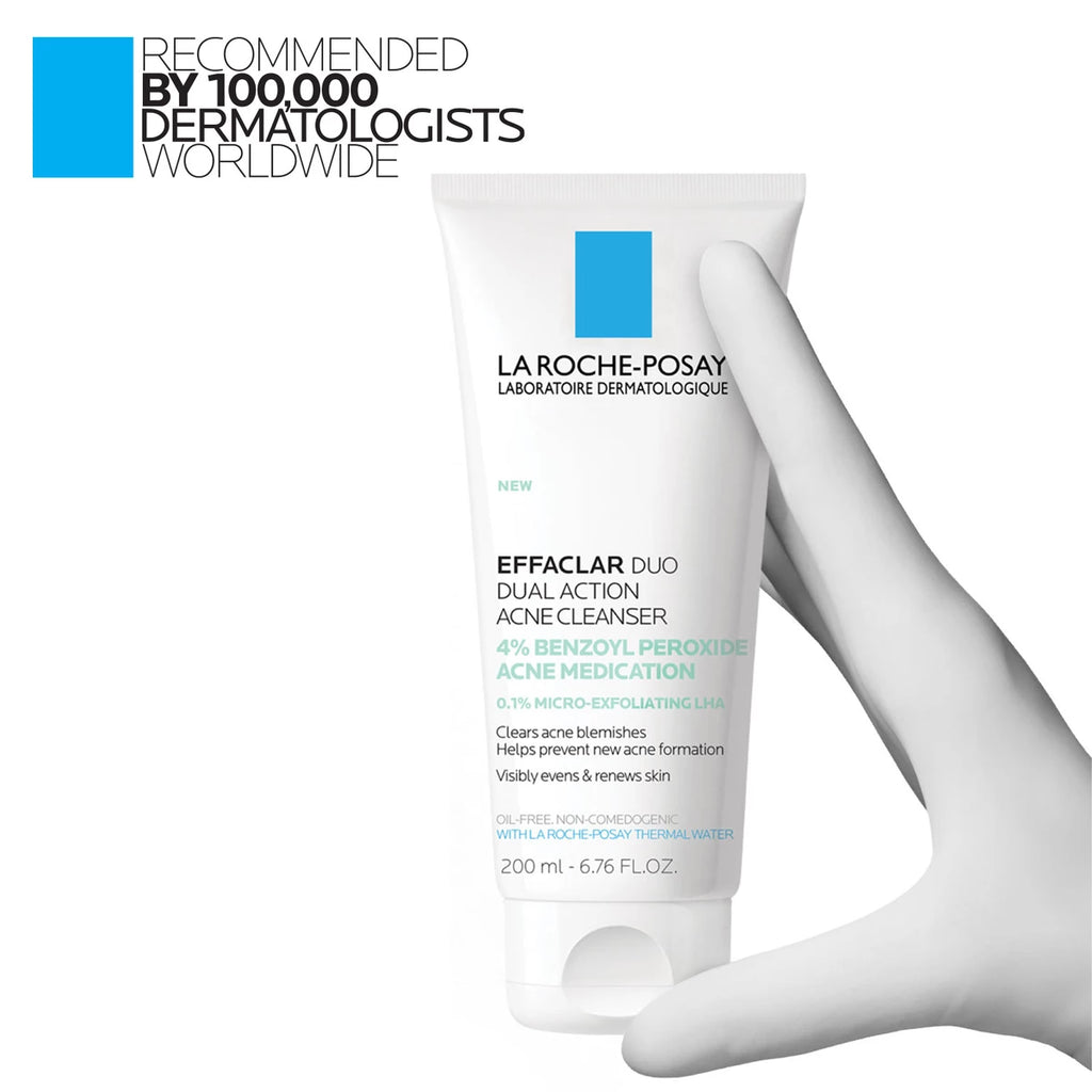 Effaclar Dual Action Acne Face Wash With 4% Benzoyl Peroxide by La Roche-Posay, the skincare brand recommended by 100,000 dermatologists worldwide